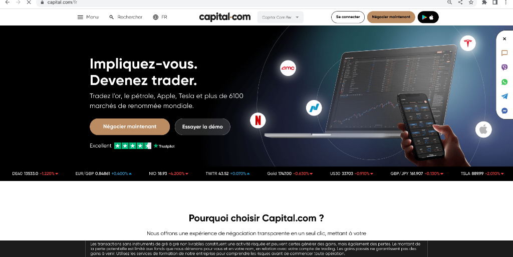 Trader sur la plateforme crypto capital.com