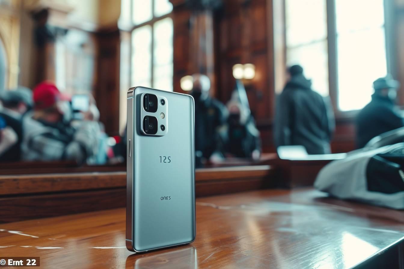 Gros plan sur un smartphone de dernière génération placé sur une table en bois