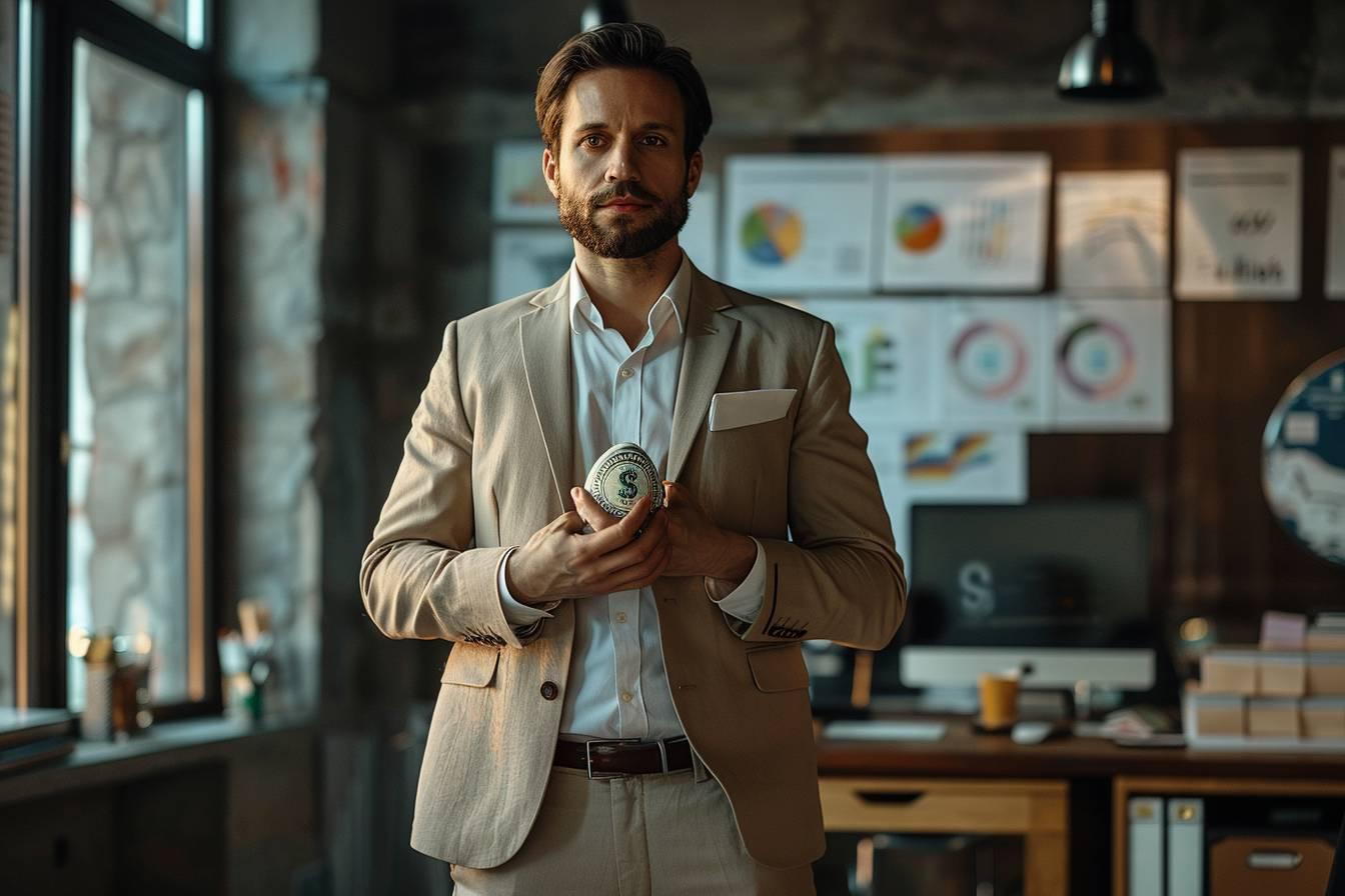 Un homme d'affaires concentr&eacute; dans un bureau avec des graphiques