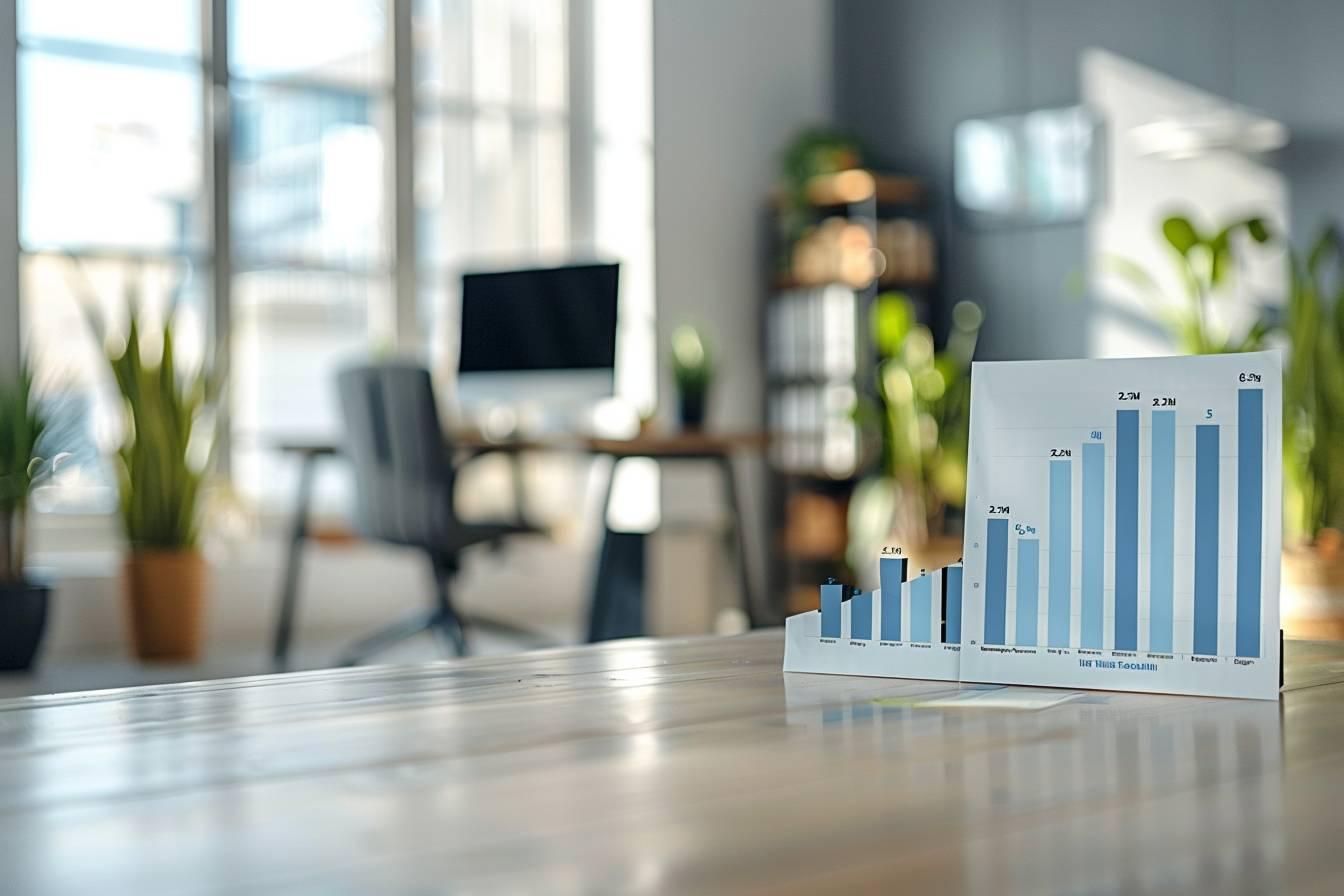 Image montrant un bureau avec des graphiques financiers sur un support en bois
