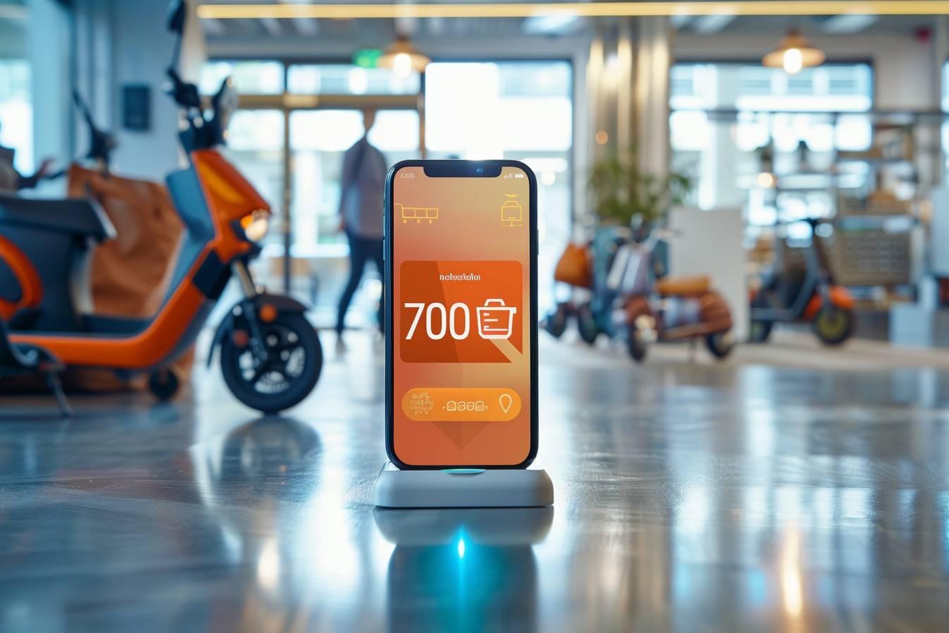 Application mobile affichant le nombre d'articles à livrer dans un scooter électrique