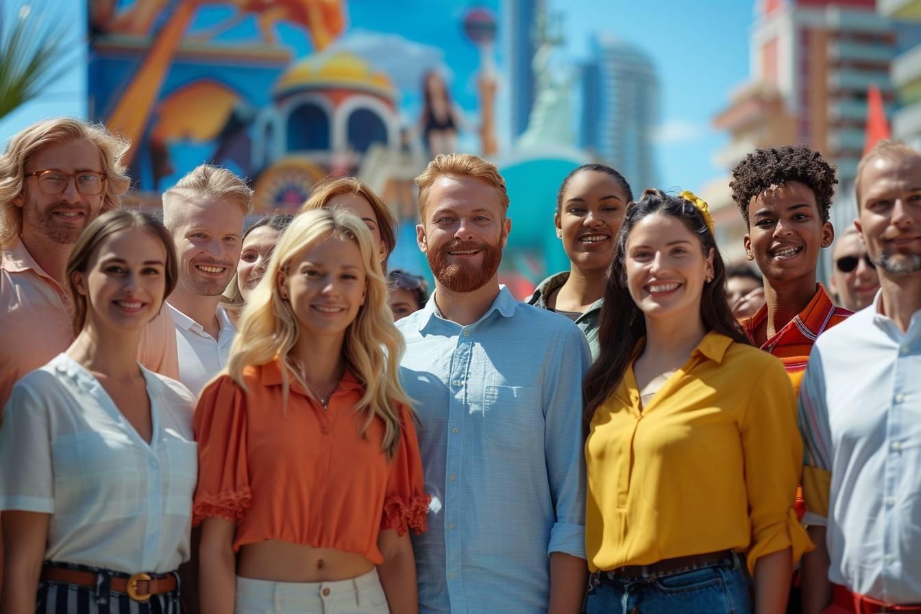Groupe de personnes de différents âges et origines posant joyeusement ensemble