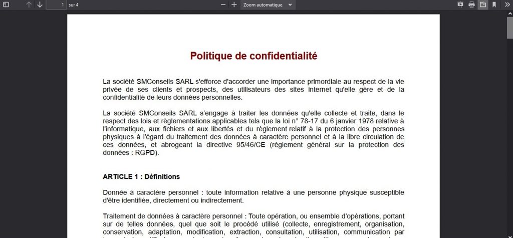 Politique de confidentialité