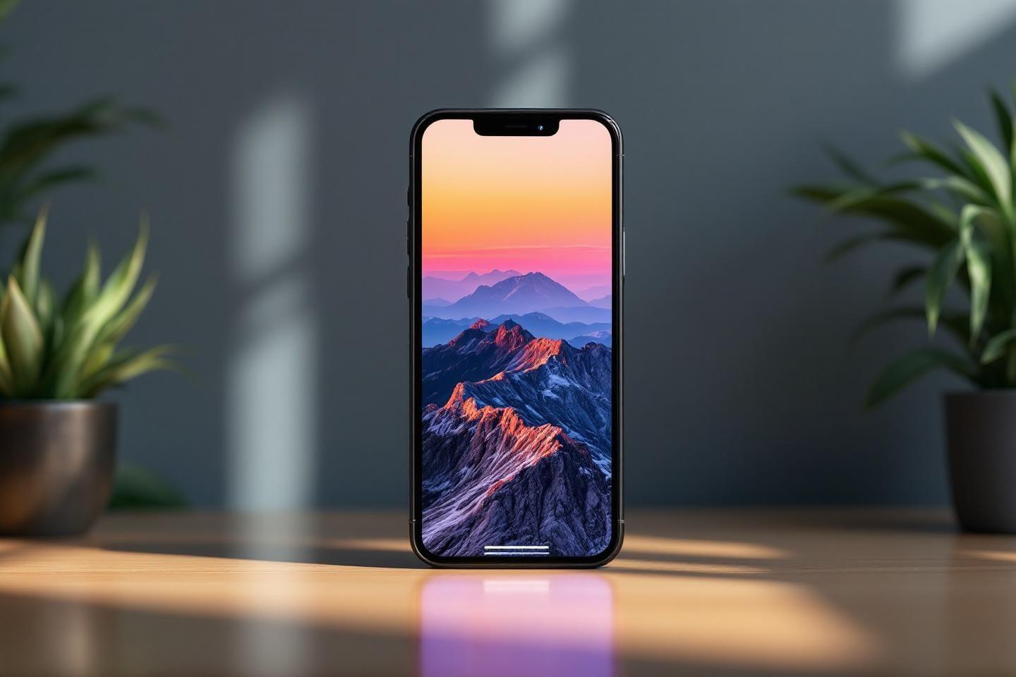 Smartphone montagne au crépuscule